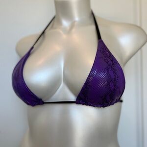 Demon Bikini Handmade Purple Black Snakeskin Triangle String Bikini Top